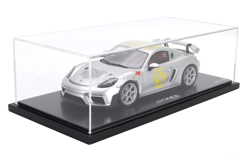 Spark-model Porsche 718 (982) Cayman Gt4 Rs N 152 Tribute Rally Panamericana Livery 2024 - Con Vetrina - With Showcase 1:18 Silver