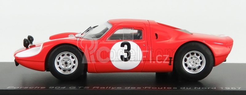 Spark-model Porsche 904 Gts N 3 Rally Des Routes Du Nord 1966 F.dumousseau - M.roques 1:43 Červená Bílá