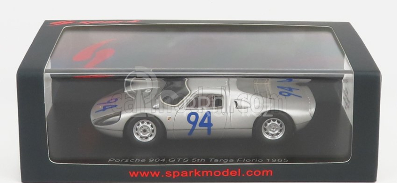 Spark-model Porsche 904 Gts N 94 5th Targa Florio 1965 A.pucci - G.klass 1:43 Silver