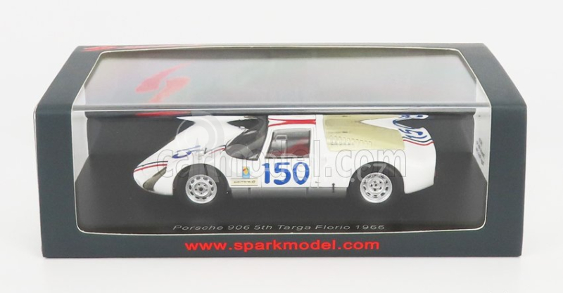 Spark-model Porsche 906 N 150 5th Targa Florio 1966 C.bourillot - U.maglioli 1:43 Bílá