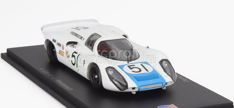 Spark-model Porsche 907 N 51 2nd 12h Sebring 1968 Vic Elford - Jochen Neerpasch 1:43 Bílá