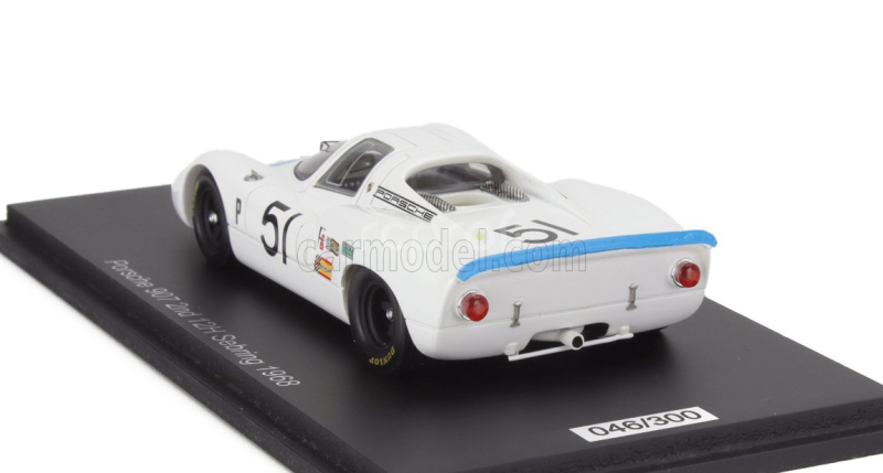 Spark-model Porsche 907 N 51 2nd 12h Sebring 1968 Vic Elford - Jochen Neerpasch 1:43 Bílá