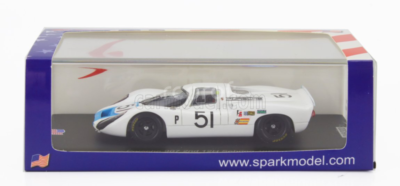 Spark-model Porsche 907 N 51 2nd 12h Sebring 1968 Vic Elford - Jochen Neerpasch 1:43 Bílá