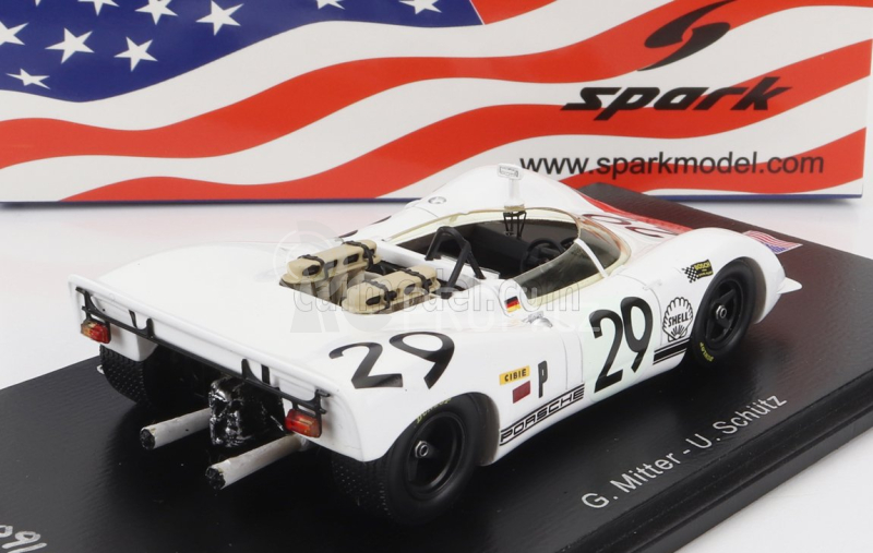 Spark-model Porsche 908/2 N 29 5th 12h Sebring 1969 G.mitter - U.schutz 1:43 Bílá Červená