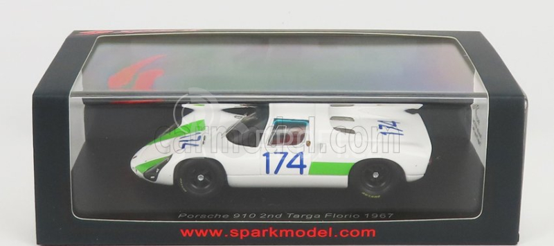 Spark-model Porsche 910 N 174 2nd Targa Florio 1967 L.cella - G.biscaldi 1:43 Bílá Zelená