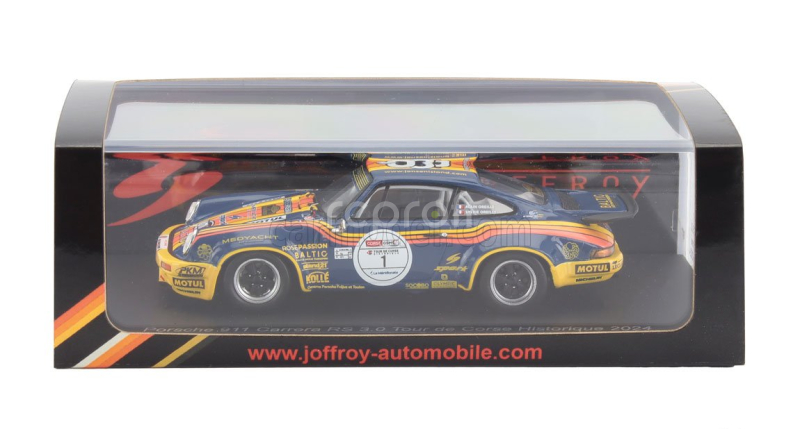 Spark-model Porsche 911 3.0 Coupe N 1 Rally Tour De Corse Historique 2024 Alain Oreille - Sylvie Oreille 1:43 Modrá Žlutá