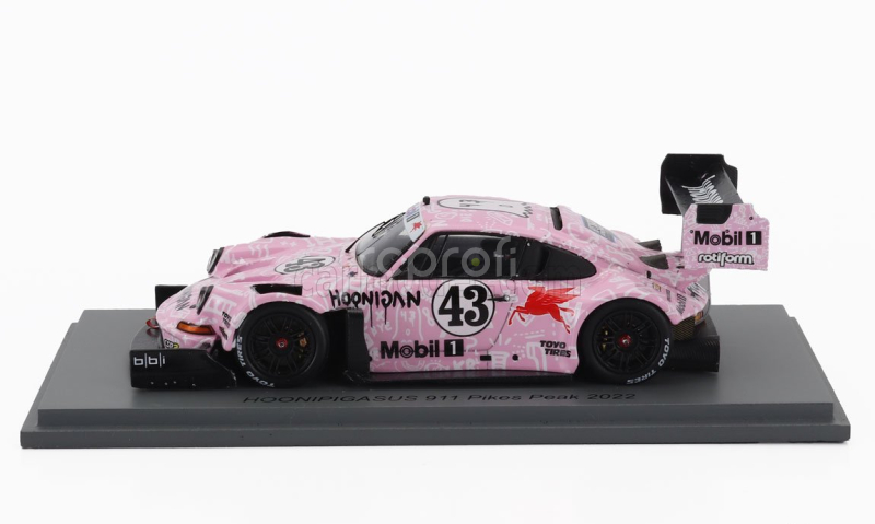 Spark-model Porsche 911 (912 Base) Hoonipigasus 1400hp N 43 Rally Pikes Peak Hill Climb 2022 Ken Block 1:43 Růžová Bílá Černá