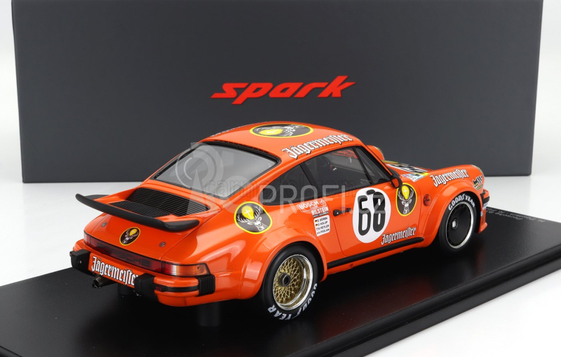 Spark-model Porsche 911 934 Team H.poulain Jagermeister N 68 24h Le Mans 1978 H.poulain - E.doren - G.holup - R.feitler 1:18 Orange
