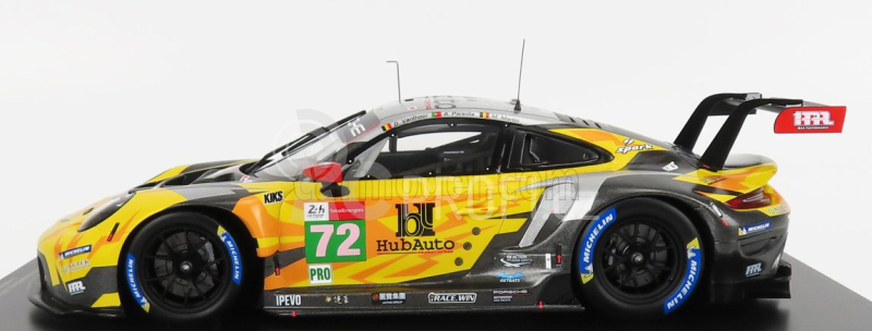 Spark-model Porsche 911 991-2 4.2l Rsr-19 Team Hubauto Racing N 72 24h Hyperpole Gtpro Class Le Mans 2021 M.martin - A.parente - D.vanthoor 1:18 Žlutá Šedá