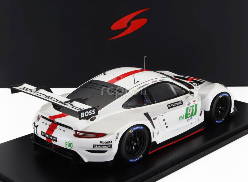 Spark-model Porsche 911 991-2 4.2l Team Porsche Gt N 91 Winner Lmgte Pro Class 24h Le Mans 2022 Gianmaria Bruni - Richard Lietz - Frederic Makowiecki 1:18 Bílá Šedá Červená