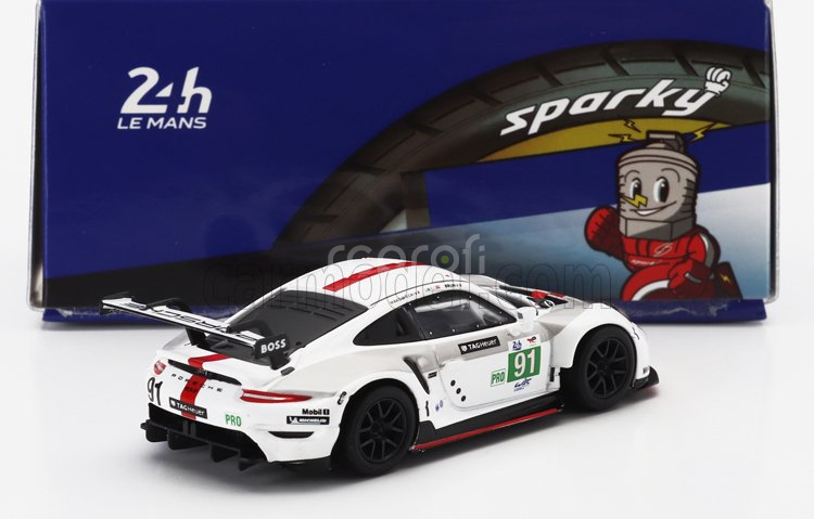Spark-model Porsche 911 991-2 4.2l Team Porsche Gt N 91 Winner Lmgte Pro Class 24h Le Mans 2022 Gianmaria Bruni - Richard Lietz - Frederic Makowiecki 1:64 Bílá Šedá Červená