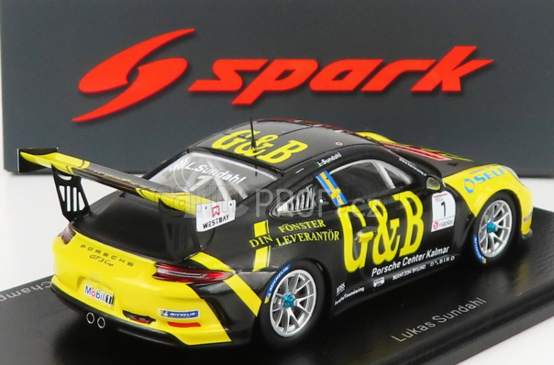 Spark-model Porsche 911 991-2 Gt3 Cup N 11 Porsche Carrera Cup Scandinavie Champion 2020 L.sundahl 1:43 Černá Žlutá