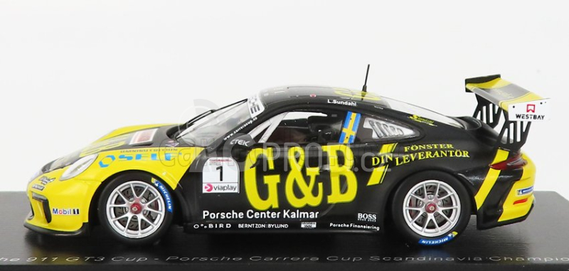 Spark-model Porsche 911 991-2 Gt3 Cup N 11 Porsche Carrera Cup Scandinavie Champion 2020 L.sundahl 1:43 Černá Žlutá