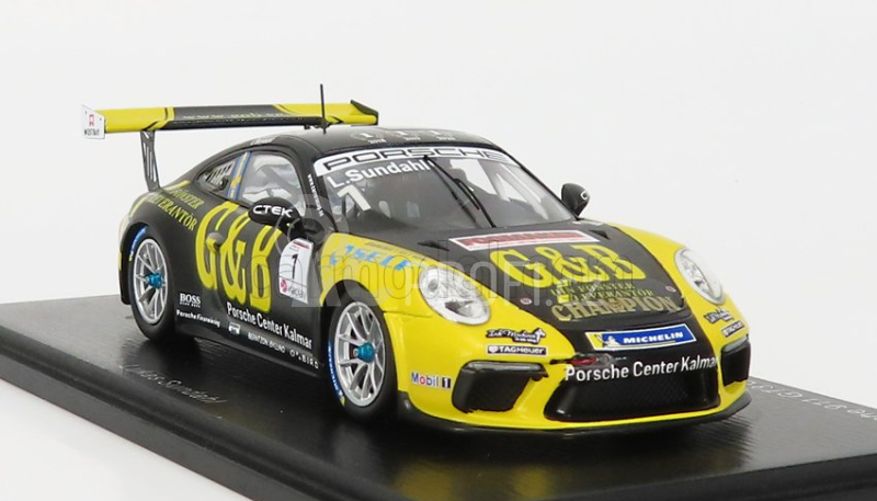 Spark-model Porsche 911 991-2 Gt3 Cup N 11 Porsche Carrera Cup Scandinavie Champion 2020 L.sundahl 1:43 Černá Žlutá