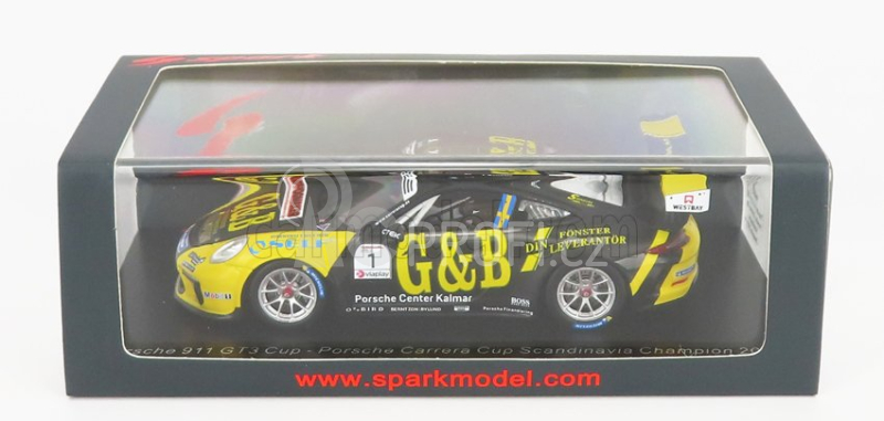 Spark-model Porsche 911 991-2 Gt3 Cup N 11 Porsche Carrera Cup Scandinavie Champion 2020 L.sundahl 1:43 Černá Žlutá