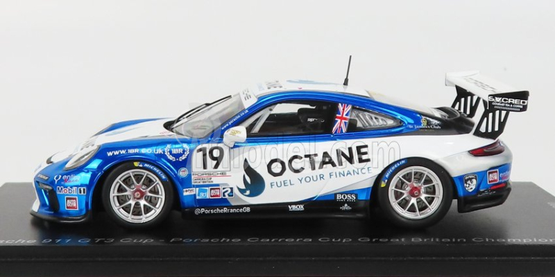 Spark-model Porsche 911 991-2 Gt3 Cup N 19 Porsche Carrera Cup Great Britain Champion 2020 H.king 1:43 Světle Modrá Bílá