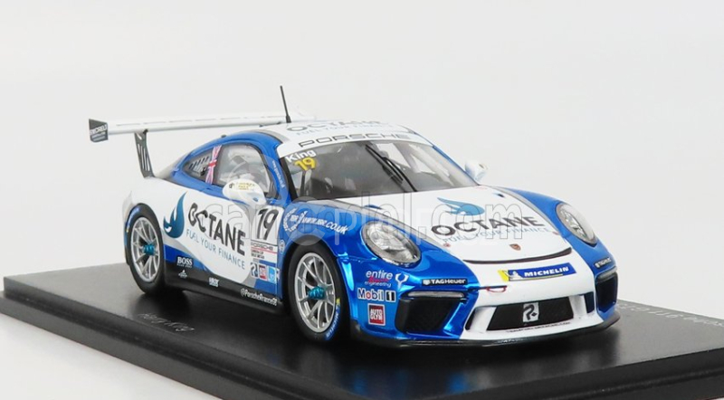 Spark-model Porsche 911 991-2 Gt3 Cup N 19 Porsche Carrera Cup Great Britain Champion 2020 H.king 1:43 Světle Modrá Bílá