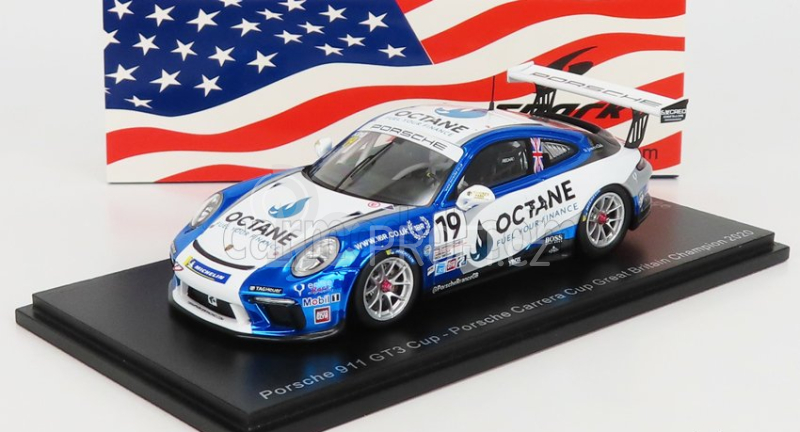 Spark-model Porsche 911 991-2 Gt3 Cup N 19 Porsche Carrera Cup Great Britain Champion 2020 H.king 1:43 Světle Modrá Bílá