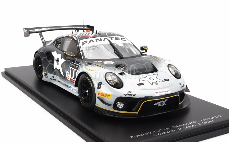 Spark-model Porsche 911 991-2 Gt3 R Team Toksport Wrt N 100 24h Spa 2022 J.andlauer - M.dienst - S.muller 1:18 Bílá Černá