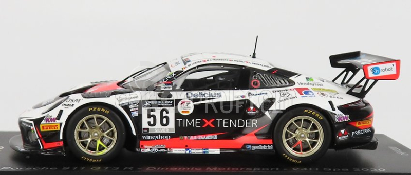 Spark-model Porsche 911 991-2 Gt3 Team Dinamic Motorsport N 56 24h Spa 2020 A.de Leener - M.o.pedersen - A.rizzoli - C.sbirrazzuoli 1:43 Bílá Červená Černá