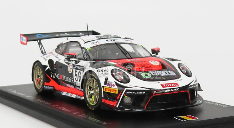 Spark-model Porsche 911 991-2 Gt3 Team Dinamic Motorsport N 56 24h Spa 2020 A.de Leener - M.o.pedersen - A.rizzoli - C.sbirrazzuoli 1:43 Bílá Červená Černá