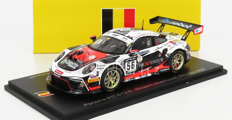 Spark-model Porsche 911 991-2 Gt3 Team Dinamic Motorsport N 56 24h Spa 2020 A.de Leener - M.o.pedersen - A.rizzoli - C.sbirrazzuoli 1:43 Bílá Červená Černá