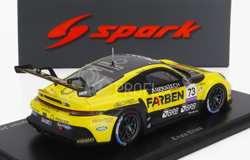 Spark-model Porsche 911 991-2 Gt3 Team Farben N 73 Champion Brazilian Porsche Carrera Cup Season 2022 E.elias 1:43 Žlutá Černá