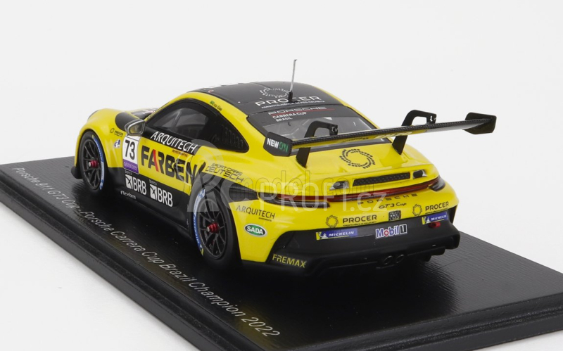 Spark-model Porsche 911 991-2 Gt3 Team Farben N 73 Champion Brazilian Porsche Carrera Cup Season 2022 E.elias 1:43 Žlutá Černá
