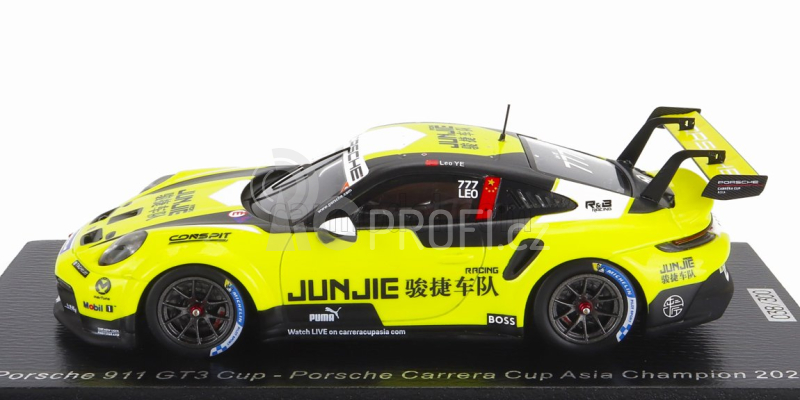 Spark-model Porsche 911 991-2 Gt3 Team Jungig N 777 Champion Asia Porsche Carrera Cup Season 2022 L.ye 1:43 Žlutá Černá