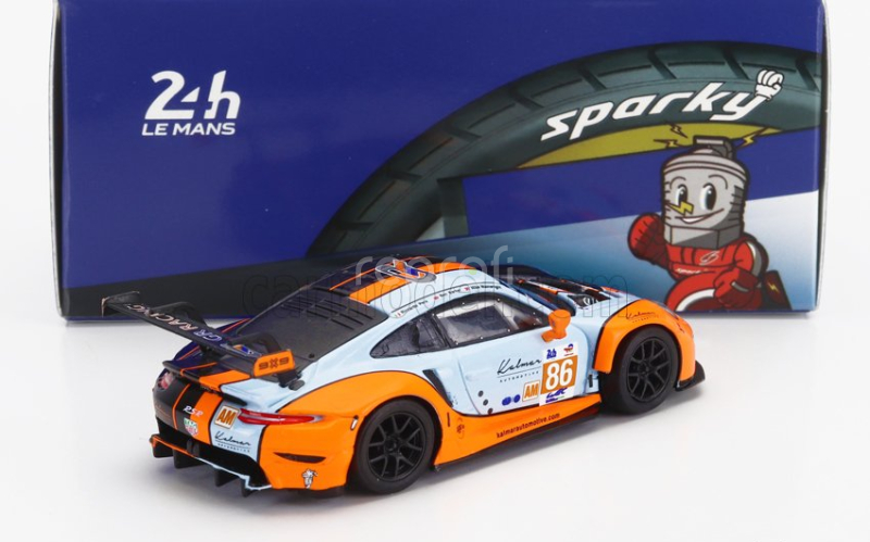 Spark-model Porsche 911 991-2 Rsr-19 4.2l Team Gr Racing N 86 3rd Lmgte Class 24h Le Mans 2023 B.barker - R.pera - M.wainwright 1:64 Oranžová Světle Modrá Černá