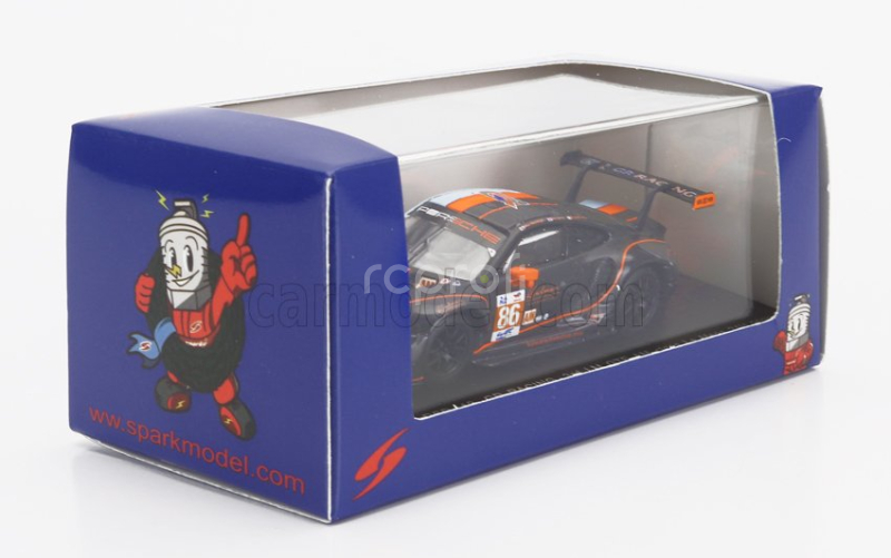 Spark-model Porsche 911 991-2 Rsr-19 4.2l Team Gr Racing N 86 3rd Lmgte Class 24h Le Mans 2023 B.barker - R.pera - M.wainwright 1:64 Oranžová Světle Modrá Černá
