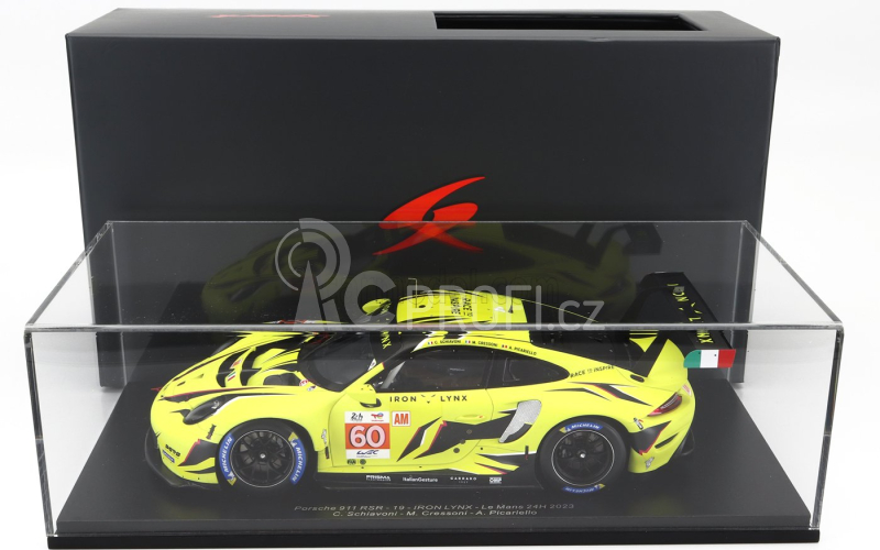 Spark-model Porsche 911 991-2 Rsr-19 4.2l Team Iron Lynx N 60 24h Le Mans 2023 M.cressoni - A.picariello - C.schiavoni 1:18 Žlutá