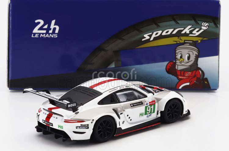 Spark-model Porsche 911 991-2 Rsr-19 4.2l Team Porsche Gt N 91 24h Le Mans 2021 G.bruni - R.lietz - F.makowiecki 1:64 Bílá Šedá Červená