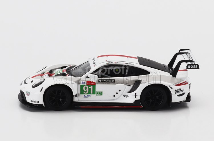 Spark-model Porsche 911 991-2 Rsr-19 4.2l Team Porsche Gt N 91 24h Le Mans 2021 G.bruni - R.lietz - F.makowiecki 1:64 Bílá Šedá Červená
