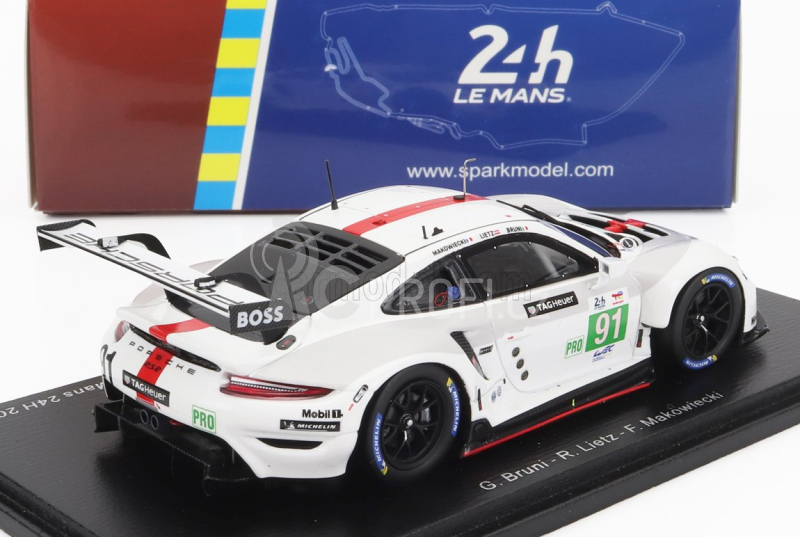 Spark-model Porsche 911 991-2 Rsr-19 4.2l Team Porsche Gt N 91 Winner Lmgte Pro Class 24h Le Mans 2022 G.bruni - R.lietz - F.makowiecki 1:43 Bílá Šedá Červená
