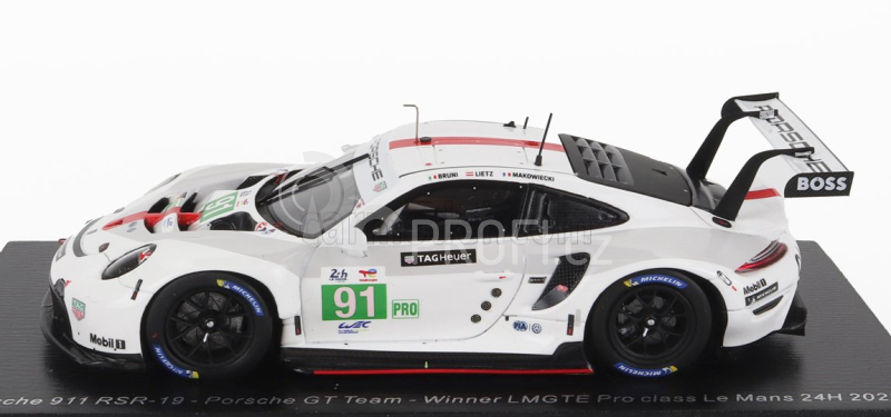 Spark-model Porsche 911 991-2 Rsr-19 4.2l Team Porsche Gt N 91 Winner Lmgte Pro Class 24h Le Mans 2022 G.bruni - R.lietz - F.makowiecki 1:43 Bílá Šedá Červená