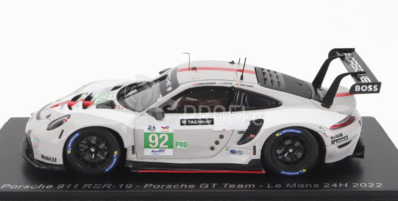 Spark-model Porsche 911 991-2 Rsr-19 4.2l Team Porsche Gt N 92 24h Le Mans 2022 M.christensen - K.estre - L.vanthoor 1:43 Bílá Šedá Červená