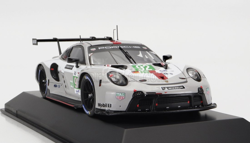 Spark-model Porsche 911 991-2 Rsr-19 4.2l Team Porsche Gt N 92 24h Le Mans 2022 Michael Christensen - Kevin Estre - Laurens Vanthoor 1:43 Bílá Šedá Červená