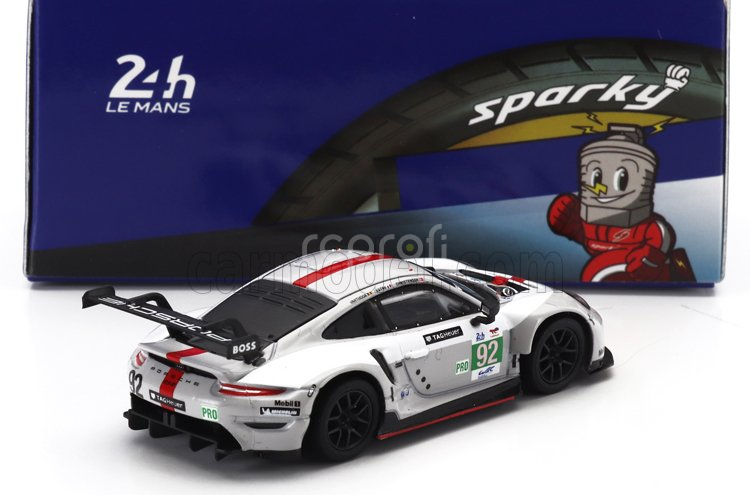 Spark-model Porsche 911 991-2 Rsr-19 4.2l Team Porsche Gt N 92 24h Le Mans 2022 Michael Christensen - Kevin Estre - Laurens Vanthoor 1:64 Bílá Šedá Červená