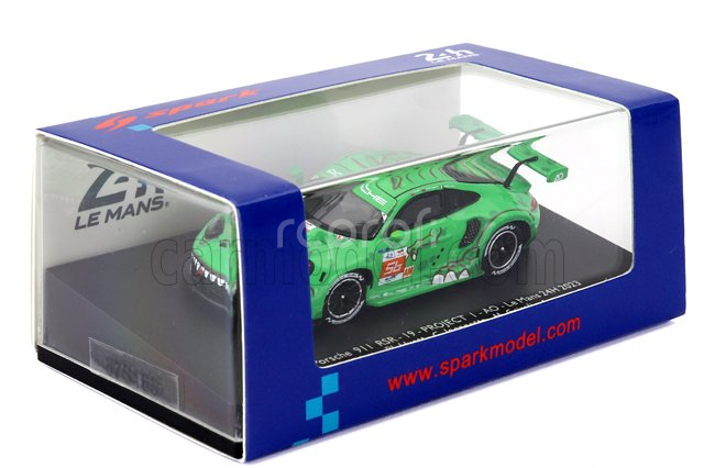 Spark-model Porsche 911 991-2 Rsr-19 4.2l Team Project 1-ao N 56 24h Le Mans 2023 Matteo Cairoli - Phillip Jeffrey Hyett - Gunnar Jeannette 1:87 Zelená