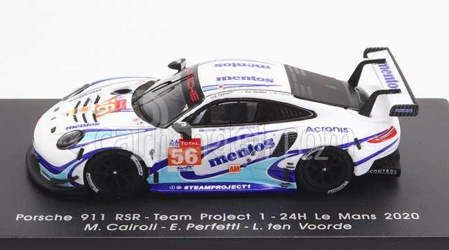 Spark-model Porsche 911 991-2 Rsr 4.0l Team Project 1 N 56 24h Le Mans 2020 M.cairoli - E.perfetti - L.ten Voorde 1:87 Bílá Světle Modrá