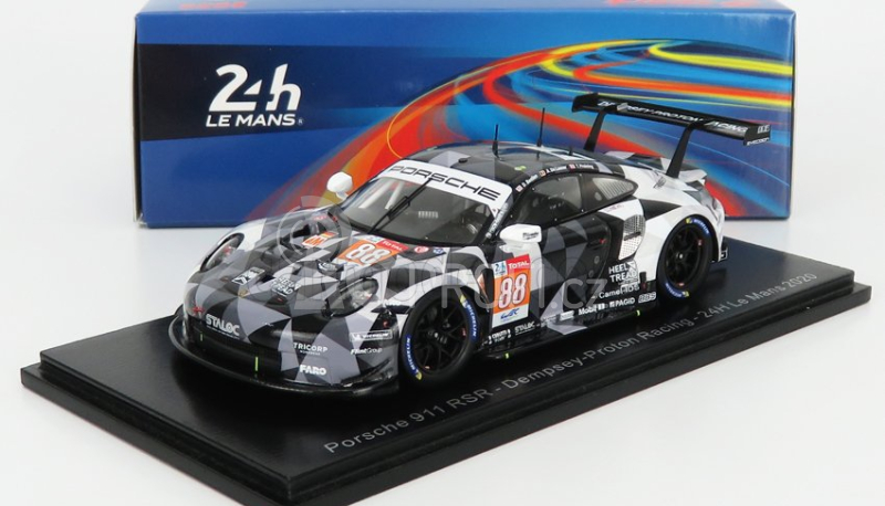 Spark-model Porsche 911 991-2 Rsr Team Dempsey Proton Racing N 88 24h Le Mans 2020 D.bastien - A.de Leener - T.preining 1:43 Šedá Černá
