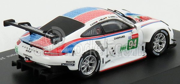 Spark-model Porsche 911 991-2 Rsr Team Porsche Gt N 94 24h Le Mans 2019 S.muller - M.jaminet - D.olsen 1:87 Bílá Modrá Červená