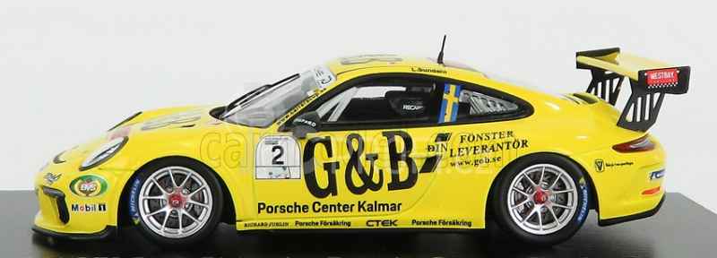 Spark-model Porsche 911 991 Gt3 Cup N 2 Champion Porsche Carrera Cup Scandinavie 2018 L.sundahl 1:43 Žlutá