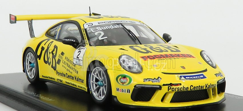Spark-model Porsche 911 991 Gt3 Cup N 2 Champion Porsche Carrera Cup Scandinavie 2018 L.sundahl 1:43 Žlutá