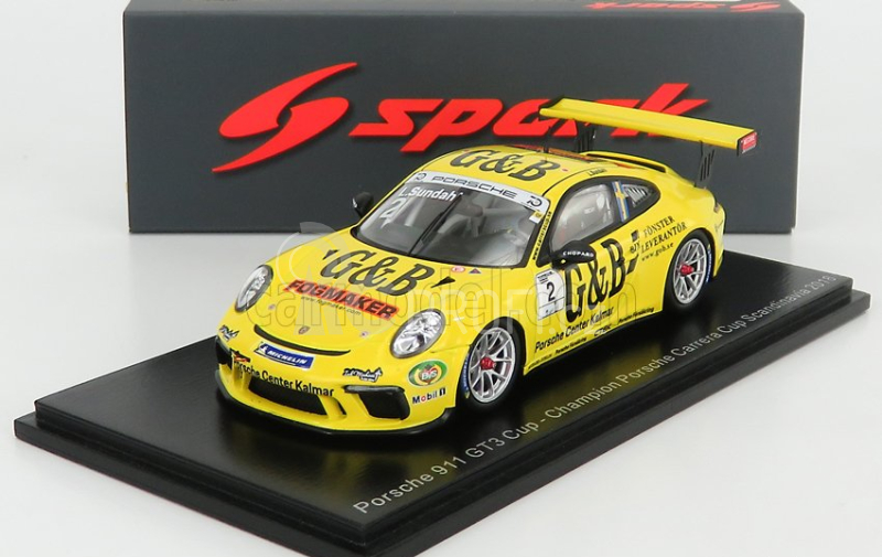 Spark-model Porsche 911 991 Gt3 Cup N 2 Champion Porsche Carrera Cup Scandinavie 2018 L.sundahl 1:43 Žlutá