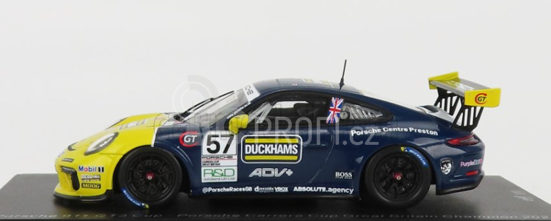 Spark-model Porsche 911 991 Gt3 Cup N 25 Porsche Carrera Cup England Champion 2021 Dan Cammish 1:43 Černá Žlutá