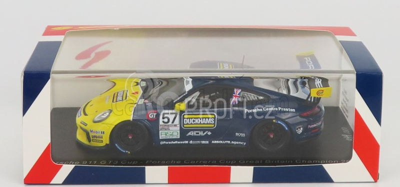 Spark-model Porsche 911 991 Gt3 Cup N 25 Porsche Carrera Cup England Champion 2021 Dan Cammish 1:43 Černá Žlutá