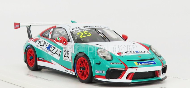 Spark-model Porsche 911 991 Gt3 Cup N 25 Porsche Carrera Cup Japan Pro-am Champion 2021 Kiyoshi Uchiyama 1:43 Světle Modrá Bílá