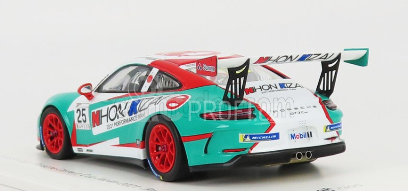 Spark-model Porsche 911 991 Gt3 Cup N 25 Porsche Carrera Cup Japan Pro-am Champion 2021 Kiyoshi Uchiyama 1:43 Světle Modrá Bílá